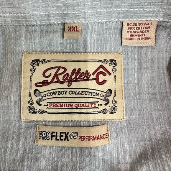 Rafter C Cowboy Collection Men's Western Gray Button-Up Shirt - Picture 5 of 6